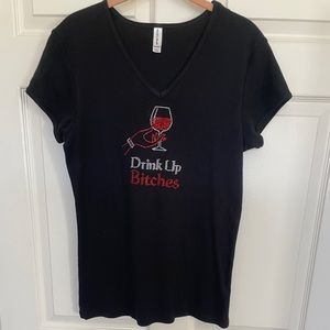 Cute rhinestone black bling t-shirt. Perfect for any holiday party!